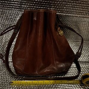 Brahmin Brown Leather Shoulder Bag with Drawstring Closure